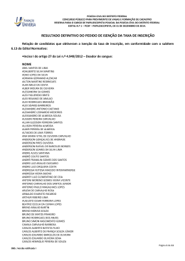 Resultado definitivo do pedido de isenção da taxa de inscrição