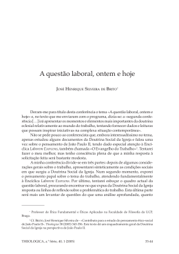A quest&atilde;o laboral, ontem e hoje - Reposit&oacute;rio Institucional da