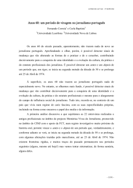 Anos 60: um per&iacute;odo de viragem no jornalismo portugu&ecirc;s