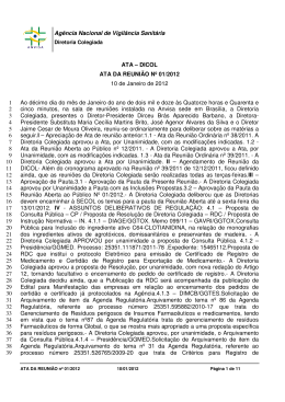 Ag&ecirc;ncia Nacional de Vigil&acirc;ncia Sanit&aacute;ria ATA &ndash; DICOL