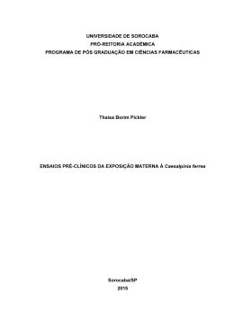 ENSAIOS PRÉ-CLÍNICOS DA EXPOSIÇÃO MATERNA À