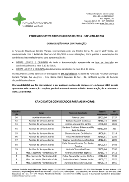 Candidatos convocados para contratação em 02.12.2015