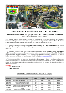CONCURSO DE ADMISSÃO (CA) – 2013 AO CFS 2014-15