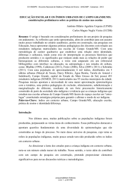 educação escolar e os índios urbanos de campo grande/ms