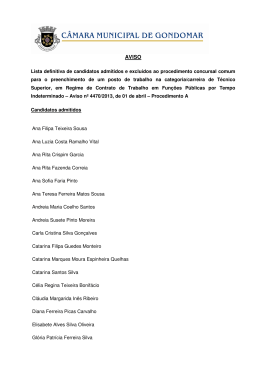 Lista definitiva de candidatos admitidos e excluídos ao