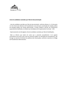 Lista de candidatos exclu&iacute;dos por falta de documenta&ccedil;&atilde;o