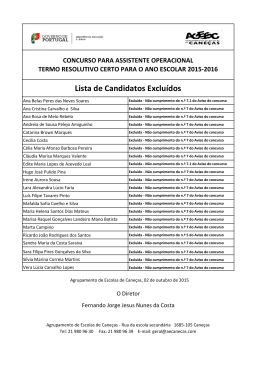 Lista de Candidatos Excluídos - Agrupamento de Escolas de Caneças