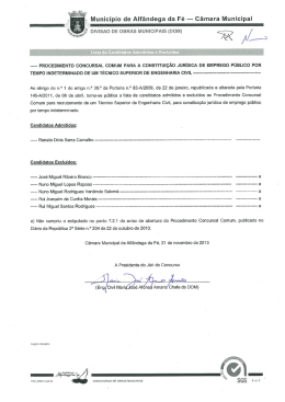 Lista de Candidatos Admitidos e Excluídos