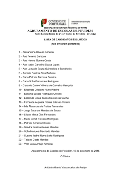 Lista de candidatos excluídos - Agrupamento de Escolas de Pevidém