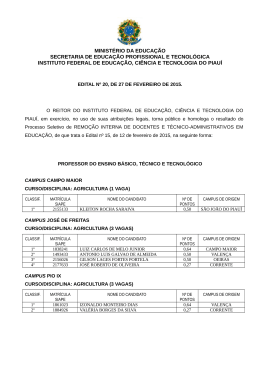 Homologa&ccedil;&atilde;o Resultado - Instituto Federal de Educa&ccedil;&atilde;o, Ci&ecirc;ncia e