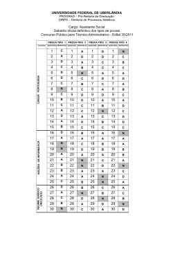 UNIVERSIDADE FEDERAL DE UBERLÂNDIA Cargo: Assistente