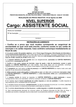 Cargo: ASSISTENTE SOCIAL