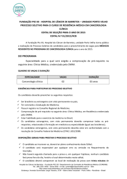 Porto Velho 2015 - Hospital de C&acirc;ncer de Barretos
