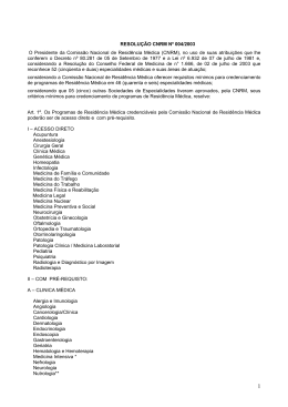 Resolu&ccedil;&atilde;o CNRM N&ordm; 04/2003 - Sociedade Brasileira de Infectologia