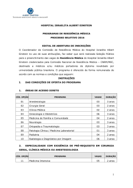 hospital israelita albert einstein programas de resid&ecirc;ncia m&eacute;dica