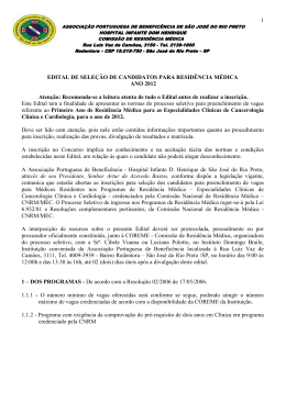 1 EDITAL DE SELE&Ccedil;&Atilde;O DE CANDIDATOS PARA RESID&Ecirc;NCIA