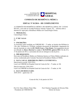 COMISSÃO DE RESIDÊNCIA MÉDICA EDITAL Nº 01/2014