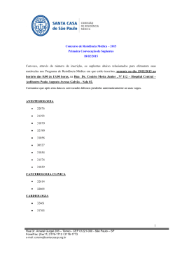1 Concurso de Resid&ecirc;ncia M&eacute;dica &ndash; 2015 Primeira Convoca&ccedil;&atilde;o de