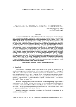 a fraseologia na neologia, na semântica e na lexicografia