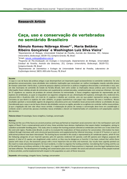 Caça, uso e conservação de vertebrados no semiárido Brasileiro