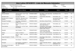 Ano Letivo 2014/2015 - Lista de Manuais Adotados