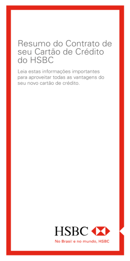 Resumo do Contrato de seu Cart&atilde;o de Cr&eacute;dito do HSBC