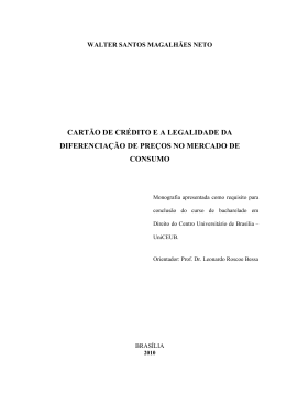 CARTÃO DE CRÉDITO E A LEGALIDADE DA