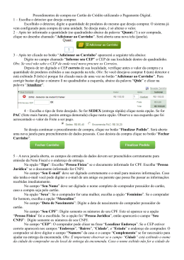 Procedimentos de compra no Cart&atilde;o de Cr&eacute;dito