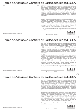 Termo de Adesão ao Contrato de Cartão de Crédito LECCA Termo