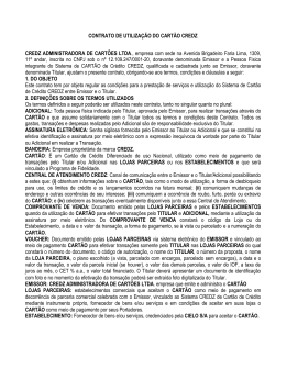 contrato de utiliza&ccedil;&atilde;o do cart&atilde;o