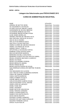 Listagem Selecionados PROVA ENADE 2012 ADMINISTRACAO