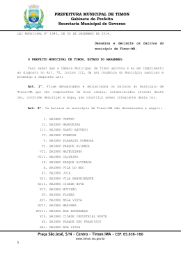 Denomina&ccedil;&atilde;o e Delimita&ccedil;&atilde;o dos Bairros de Timon