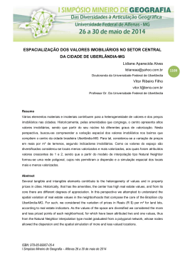 espacializa&ccedil;&atilde;o dos valores imobili&aacute;rios no setor central da cidade