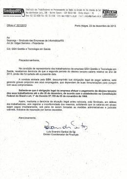 Smdppdns Ru&acirc;ii&acirc;shingmn Luiz, 100 - Bairro centro - SINDPPD-RS