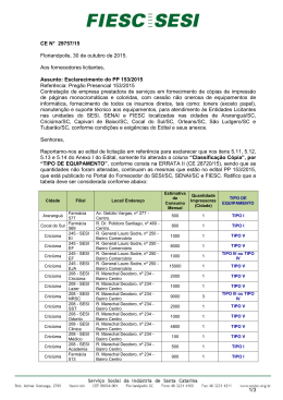 1/3 CE N&deg; 29757/15 Florian&oacute;polis, 30 de outubro de 2015