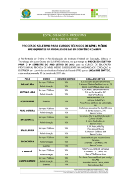 Edital 009.4 &ndash; Locais de sorteio