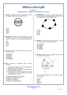 Geometria Plana – Lista 04 – Polígonos e