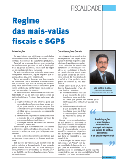 Regime das mais-valias fiscais e SGPS - ESGT