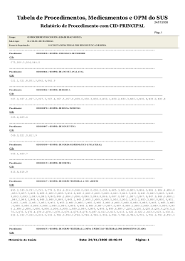 Procedimentos X CID10 - Secretaria da Sa&uacute;de