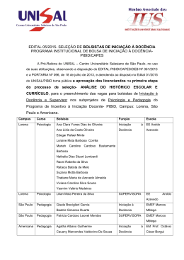 EDITAL 05/2015- SELEÇÃO DE BOLSISTAS DE