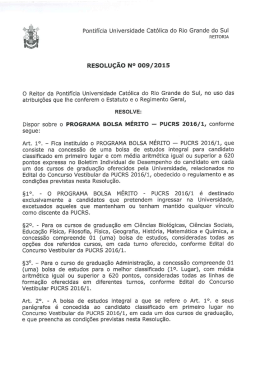 Resolu&ccedil;&atilde;o n&ordm;. 009/2015