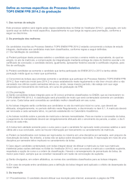 Define as normas espec&iacute;ficas do Processo Seletivo TOP5