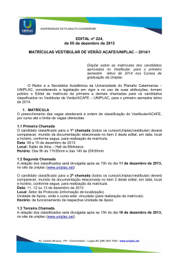 EDITAL DE MATRÍCULA - Classificados Acafe 2014/1