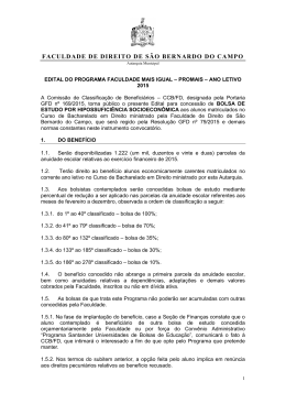 Edital PROMAIS - Faculdade de Direito de S&atilde;o Bernardo do Campo