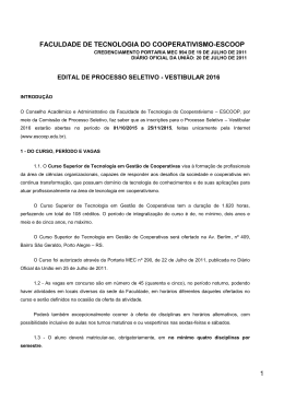 Edital de Abertura das Inscri&ccedil;&otilde;es - Vestibular 2016