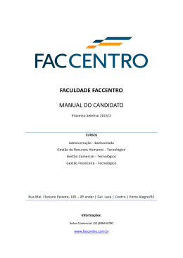 FACULDADE FACCENTRO MANUAL DO CANDIDATO
