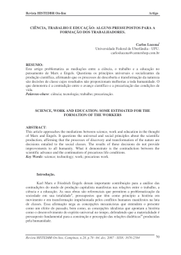 ALGUNS PRESSUPOSTOS PARA A FORMA&Ccedil;&Atilde;O DOS