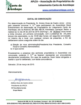 Convocação Assembleia Geral 26-04-2015