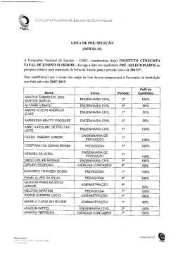 Resultado preliminar para as bolsas filantrópicas 2015/2