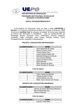 Edital n&ordm;03/215- Resultado do processo de sele&ccedil;&atilde;o de alunos.